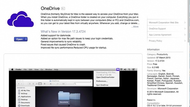 onedrive for mac update history